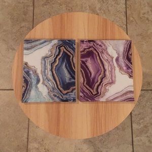 NWOT Marble Glitter Geostone Style Mini Canvas Art